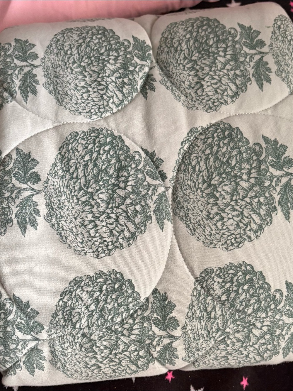 Kate Quinn 2022 chrysanthemum mum circle quilt stroller blanket